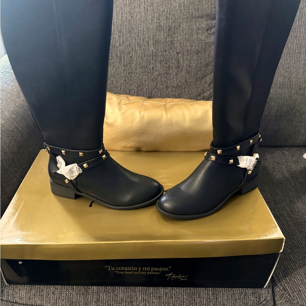 Thalia Sodi Black Studded Heeled Boots